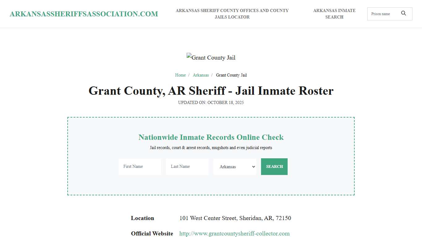 Grant County, AR Sheriff - Jail Inmate Roster